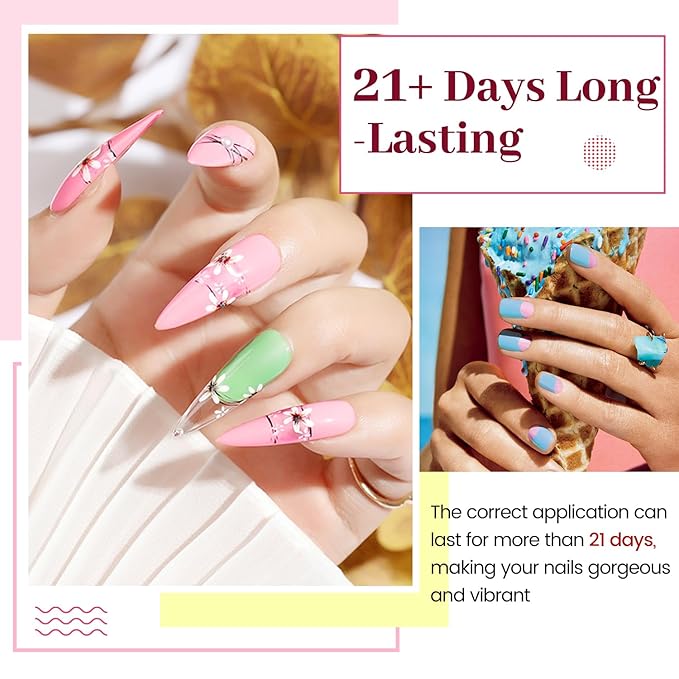 JODSONE 23 PCS Gel Polish Kit Colorful Fashion Classic Nail Gel Set 3 Bottles of Base Coat Matte and Glossy Top Coat