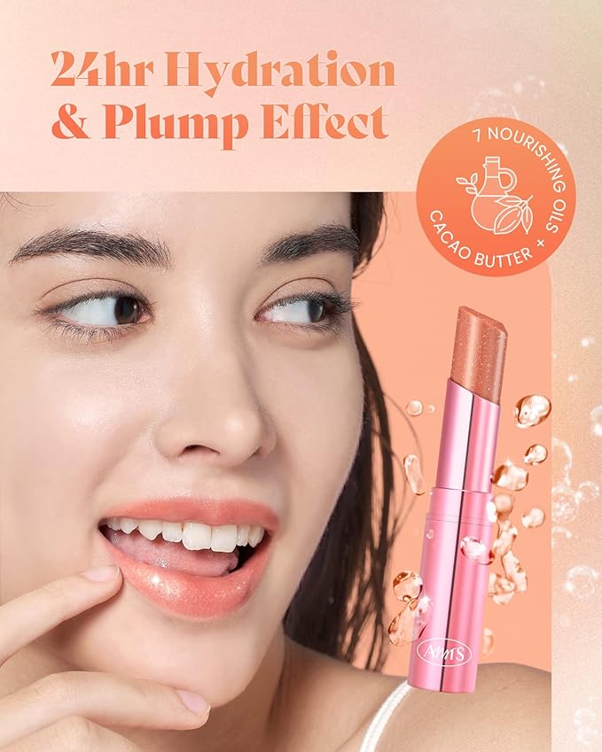 AMTS Tinted Lip Balm - Slip | Hydrating Glitter Lipstick | Pearl Shimmering Daily Lip Makeup for dry, cracked, chapped lips | korean beauty Moisture Lip Tint