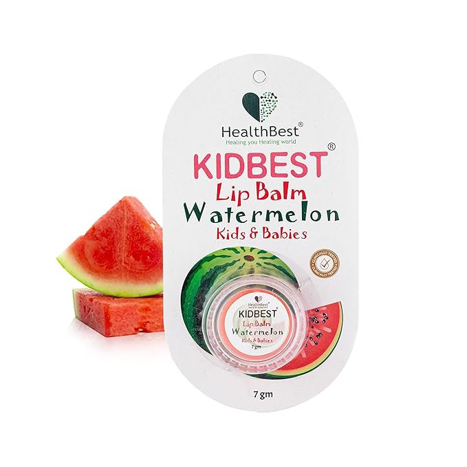 Kidbest Lip Balm for Kids, Extra Nourishing, Soothing Lips, Tear, Paraben, SLS free, Watermelon Flavor, 7gm, Peach