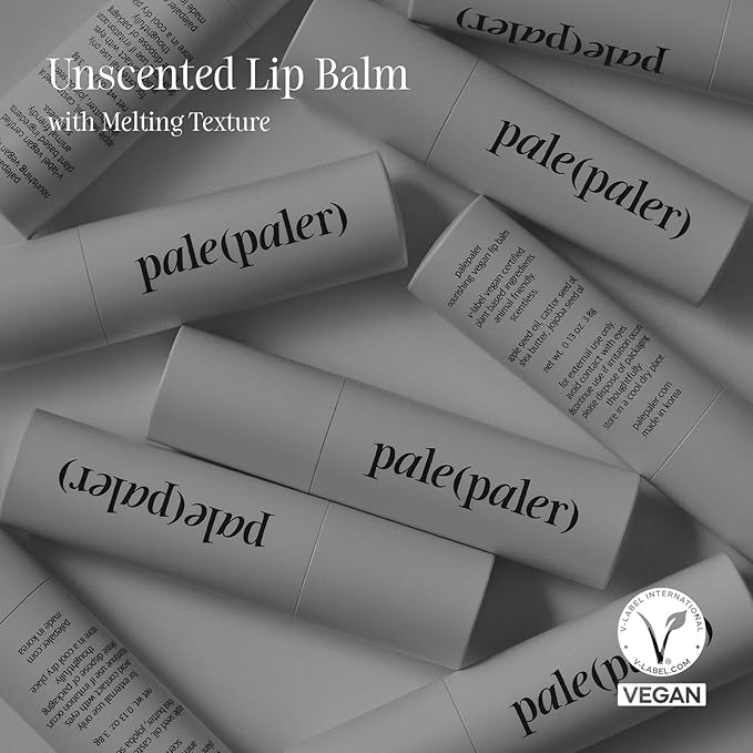 Nourishing Vegan Lip Balm, Unscented Lip Balm with Shea Butter and Plant-Based Oil, Non-Sticky Lip Balm with a Melting Texture, 0.13 oz. (#Pale (Clear))