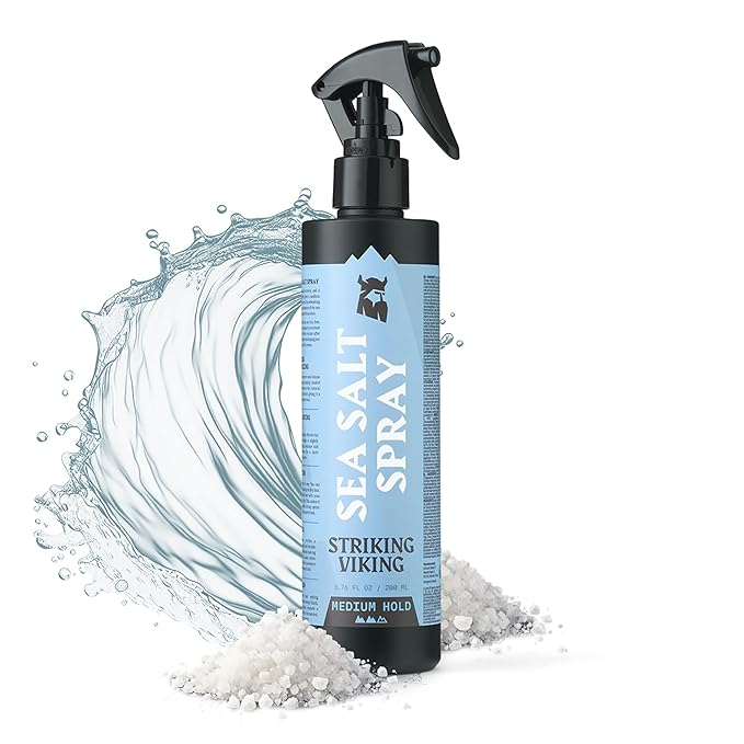 Striking Viking Sea Salt Spray for Men - Medium Hold - 6.76 Fl Oz (200ml) Blue Ocean Scent - Texturizing, Volumizing & Curl Enhancing - Beachy Texture Salt Spray for Hair