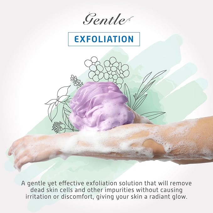 Spongentle Premium Deep Cleansing Loofah Sponge for Radiant Skin, Pack of 4, Bath and Shower, Exfoliating Body Scrubber, Beautiful Colors for Women and Men