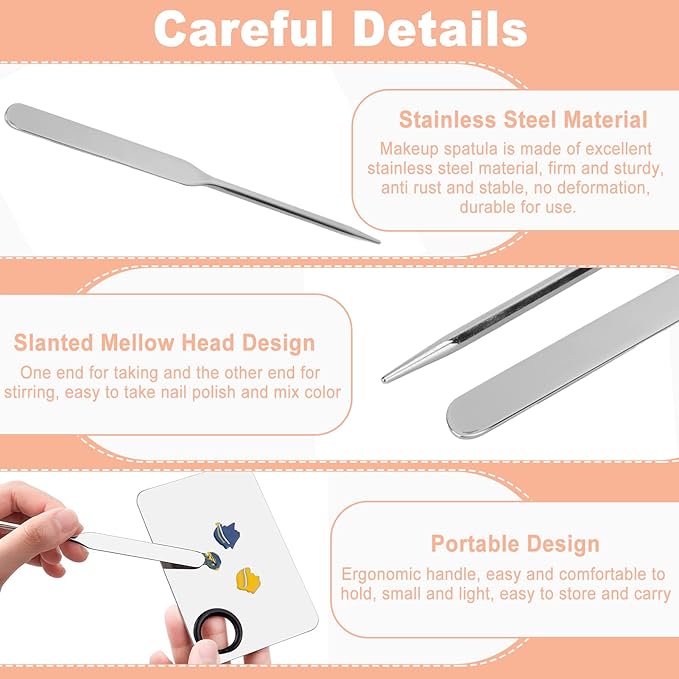 Makeup Spatula,Liquid Foundation Spatula, Stainless Steel Ergonomic Nail Art Makeup Stirring Rod, Durable Makeup Spatula Tool, Mini Makeup Spatula, Makeup Must Haves, for Makeup Art, makeup spatu