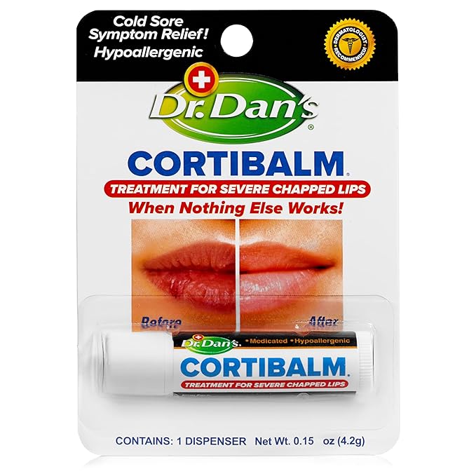 Dr. Dan's Cortibalm - 1 Pack - for Dry Cracked Lips - Healing Lip Balm for Severely Chapped Lips - Designed for Men, Women and Children…