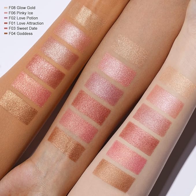 Oulac Shimmer Blush Cheek| 2 in 1 Powdery Blush & Highlighter | Pigmented&Blendable | Shape & Highlight Face| Vegan & Cruelty-Free | 4.8g F01 Love Attraction