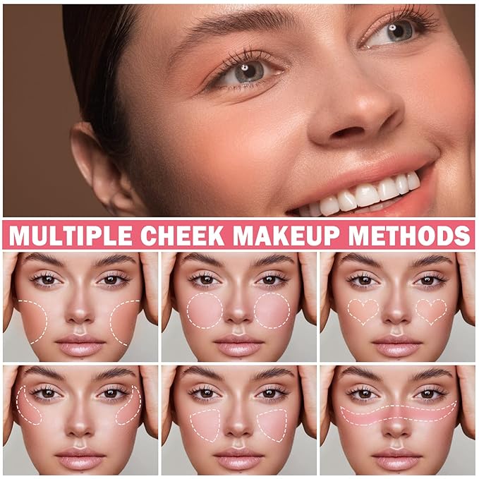 Cream Blush Stick with Brush,Waterproof Blush Makeup,Long Lasting 3 In 1 Cheek Blush & Lip Tint & Eye Shadow Makeup Stick,Easy To Use Blends Effortlessly,Cream Blush Makeup for All Skin Tones - Coral Orange