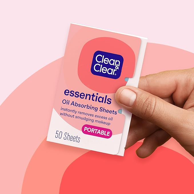 Clean & Clear Oil Absorbing Facial Sheets, Portable Blotting Papers for Face & Nose, Absorbing Blotting Sheets for Oily Skin to Instantly Remove Excess Oil & Shine, 3 x 50 ct