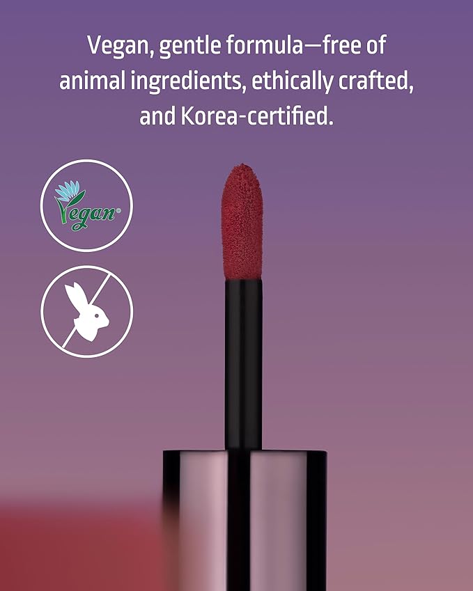 HEVVYMAKEUP Blurring Effect Lip Tint - Airy Velvet Matte Lips - Vegan, Longwear, Vibrant, Buildable Creamy Soft Texture - Korean Lip Makeup, Dear Sorbet, 0.13 fl.oz.