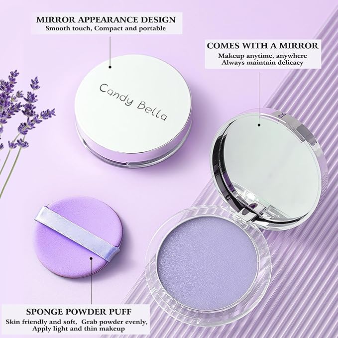 Chillab Lavender Matte Powder, Gel-like Formula Oil-Control Primer & Setting Powder, Polvos Compactos Matte Powder for Silky Blurring Oil Control