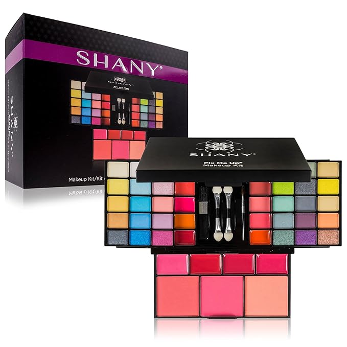 SHANY 'Fix Me Up' Makeup Kit - Compact Travel Makeup Portable Giftable Adult and Teen Makeup Set Eye Shadows, Lip Colors, Blushes, and Applicators