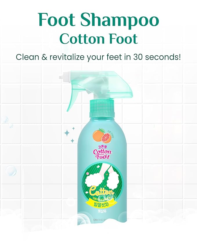 Cotton Foot Shampoo Soap (Grapefruit, 13fl oz*2, Pack of 2) - Refreshing Cleanse Spray, Deodorizing Foor Care. Foaming Wash, Easy to Use