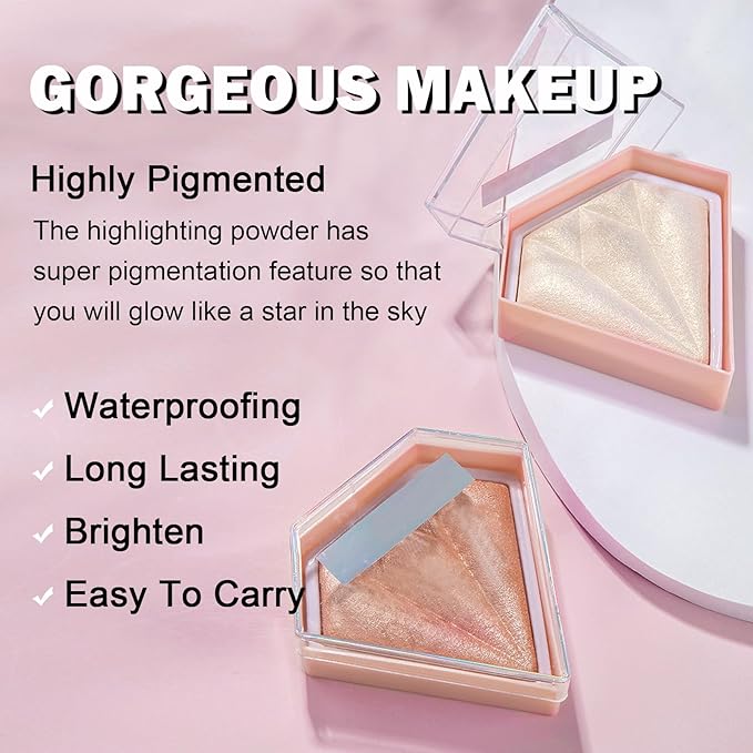 White Highlighter Makeup Palette Face Highlighter Powder Iluminadores De Maquillaje Narutal Shimmer Glitter Highlighter Contour Powder Makeup Palette-02 Quicksand Gold