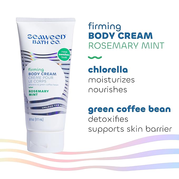 Seaweed Bath Co. Firming Body Cream - Rosemary Mint - Hydrating Hand and Body Lotion with Hyaluronic Acid - Toning Skin Moisturizer for Dry Skin - 6 oz (Pack of 2)