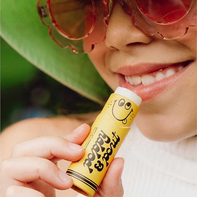 Poppy & Pout Kids Jumbo Lip Balm | All Natural Lip Balms & Moisturizers | Hydrates with Beeswax, Vitamin E, Organic Coconut Oil | Cruelty-Free | Lip Balm in Recyclable Cardboard Tube (Banana Fanna)