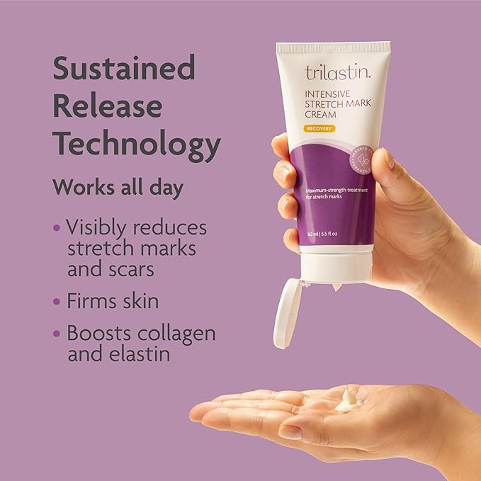 TriLASTIN-SR Intensive Stretch Mark Cream (5.5 oz.) for Pregnancy, Scar Cream and Moisturizing Lotion, Cocoa Butter, Scar Treatment, Hypoallergenic and Paraben-Free