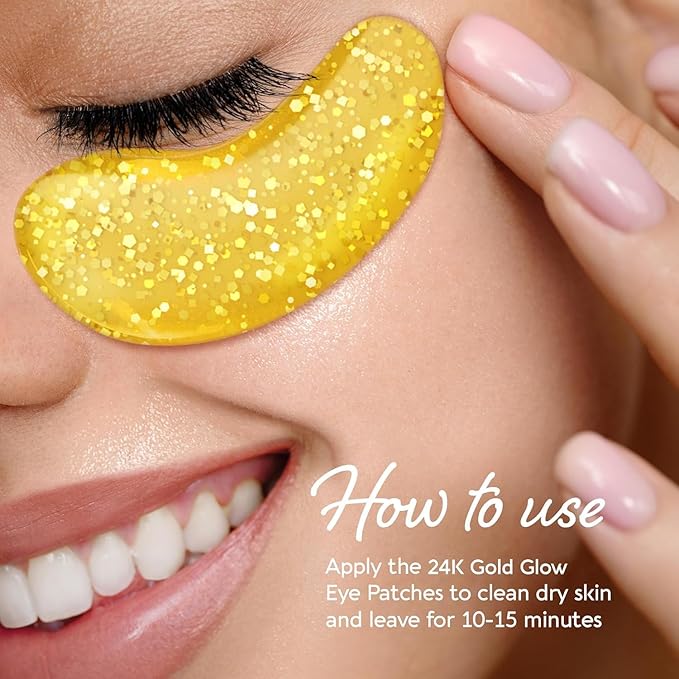 MAREE 24k Gold Under Eye Gels for Dark Circles and Puffiness - Collagen & Hyaluronic Acid Skincare Gel Pads - Gold Eye Patches for Puffy Eyes and Dark Circles - Under Eye Masks - Travel Essentials