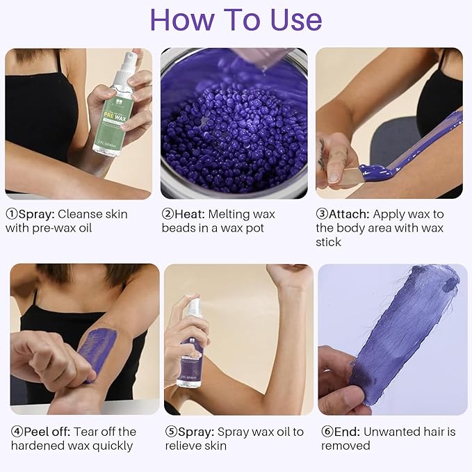 BLITZWAX Brazilian and Bikini Waxing Kit for Women, Hard Wax Warmer for Face, Legs, and Body, At Home Hair Removal Kit, Beginner Friendly, Quick Heating, 28 Accessories