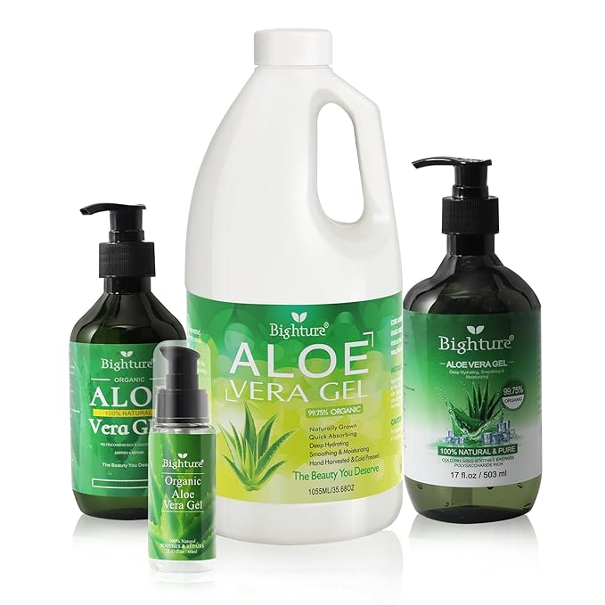 Aloe Vera Gel for Face - Organic Aloe Vera Gel from 100 Percent Pure Aloe Vera Use to Skin Sunburn Relieve, Soothing and Firming