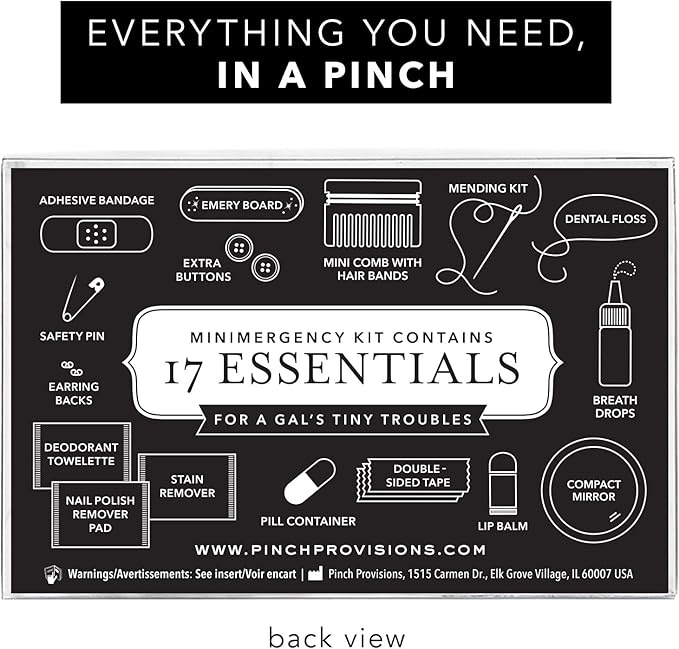 Pinch Provisions Moonstone Glitter Minimergency Kit, includes 17 Travel-Sized Cosmetic Essentials, Convenient for Purses, Emergency Beauty Accessories, Gifts for Holiday’s & Birthday’s
