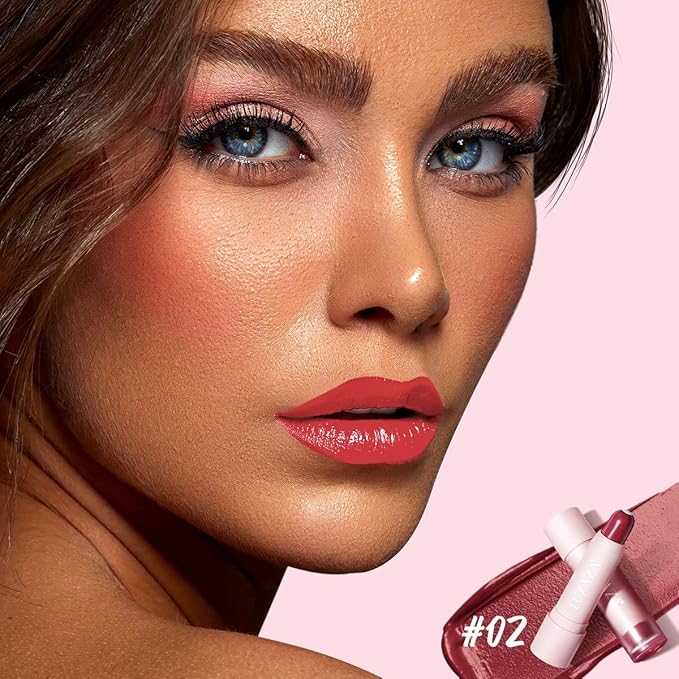 2PCS Tinted Lip Balm Chapstick with Color, Natural Semi - Gloss Finish, Hydrating/Coloring 2 in 1 Moisturizer Lip Stick for Girls & Women #02＋#04