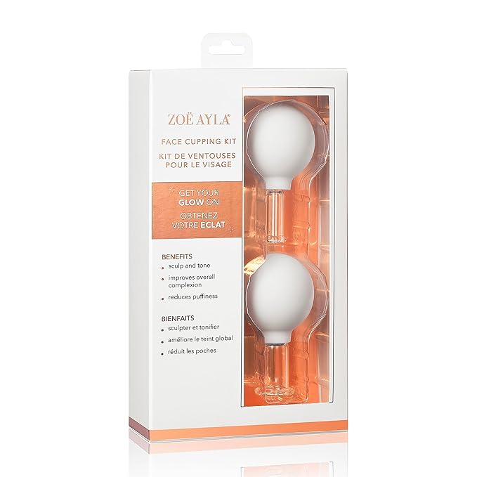 Zoe Ayla Facial Cupping Set, 2 Pcs - Cupping Kit for Massage Therapy - Improves Skin Appearance - Promotes Blood Circulation - Sculpts and Tones - Reduces Puffiness - 1 Large Cup - 1 Small Cup
