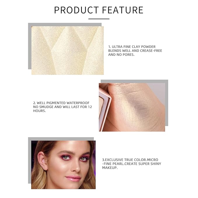 Face Highlighter Luminizers Highlighter powder Translucent Setting Powder High Definition Powder for All Skin Types and Skin Tones(N02)