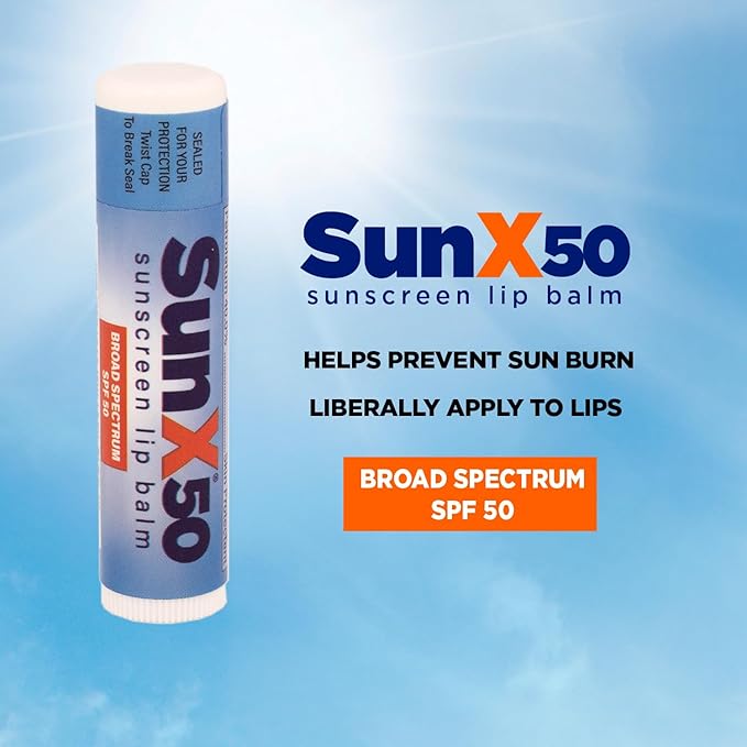CoreTex Sun X 50 Lip Balm SPF 50 (Bulk Pack of 72) - Lip Sunscreen SPF 50 Water Resistant Up To 80 Minutes and Free Parabens & Oxybenzone - Broad Spectrum (UVA/UVB) Protection