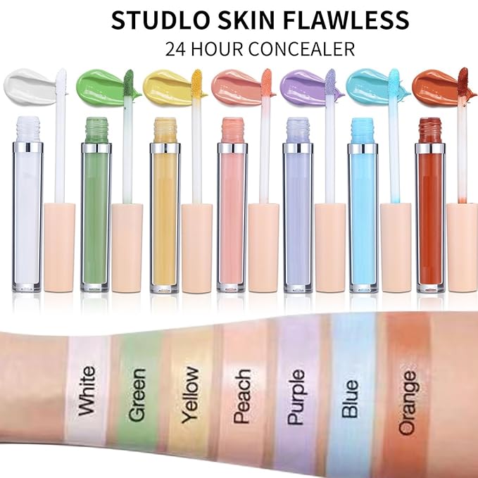 MAEPEOR Liquid Conceal Contour 7 Colors Cream Lightweight Liquid Concealer Contour Makeup for Concealing Blemishes, Brighten Dark Circles (Color 02 Purple)