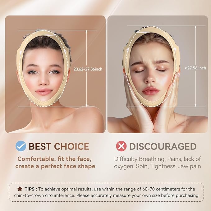 Reusable V Line Silicone Face Strap, Soft Silicone Chin Strap for Women 23-27 Inches (Skin yellow)