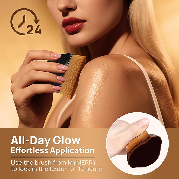 Body Shimmer Oil, 50ml Suncreen Liquid Highlighter Bronzer Body Glitter Oil Long Lasting Moisturizing Makeup Lotion Illuminate Serum Glow Shimmer Skin 1.7 Fl Oz（Bronze Brown #01）