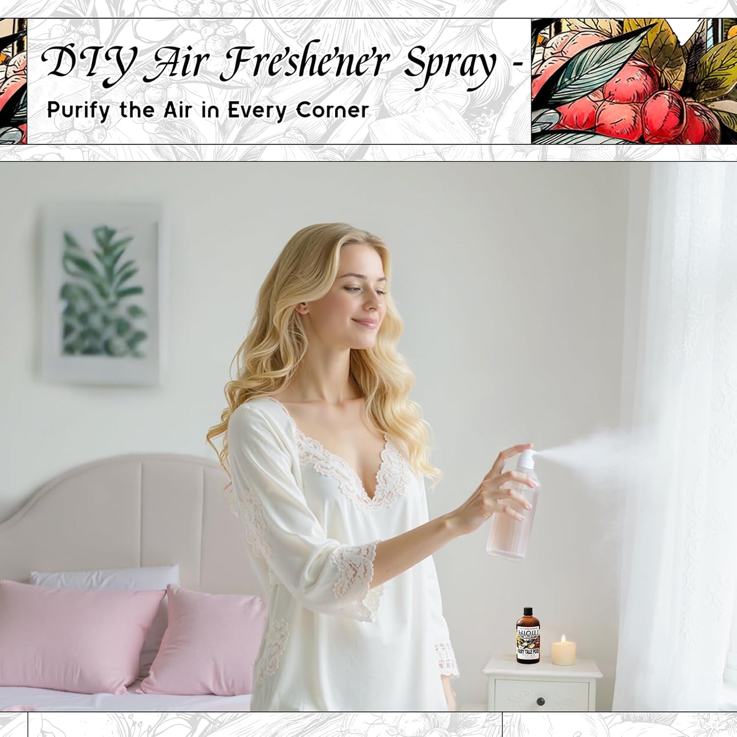 HIQILI Fairy Tale Pixie Fragrance Oil, Peach & Lemon Scents, for Making Soap, Room Spray, Body Scrub, Hotel Luxury, Home Diffuser, Secret Wish - 5.07 Fl Oz