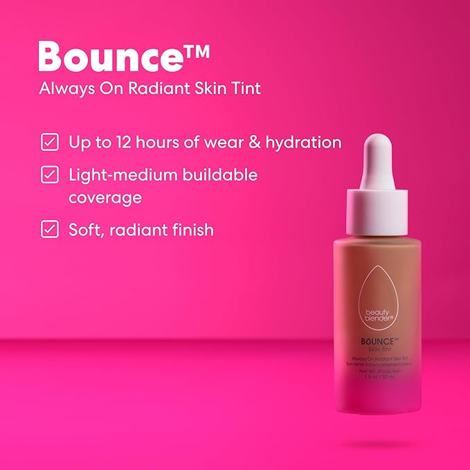 Beautyblender 12-Hour Always on Radiant Skin Tint, Breathable Serum Foundation Stays Put for All Day Long Wear, Infused with Hyaluronic Acid & Niacinamide, Tan 1