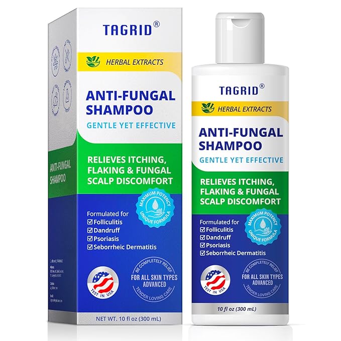 TAGRID Anti-Fungal Shampoo 300mL – Scalp Treatment for Psoriasis, Seborrheic Dermatitis, Folliculitis, Dandruff & Itchy Flaky Scalp – Soothing Plant-Based Formula for Men & Women