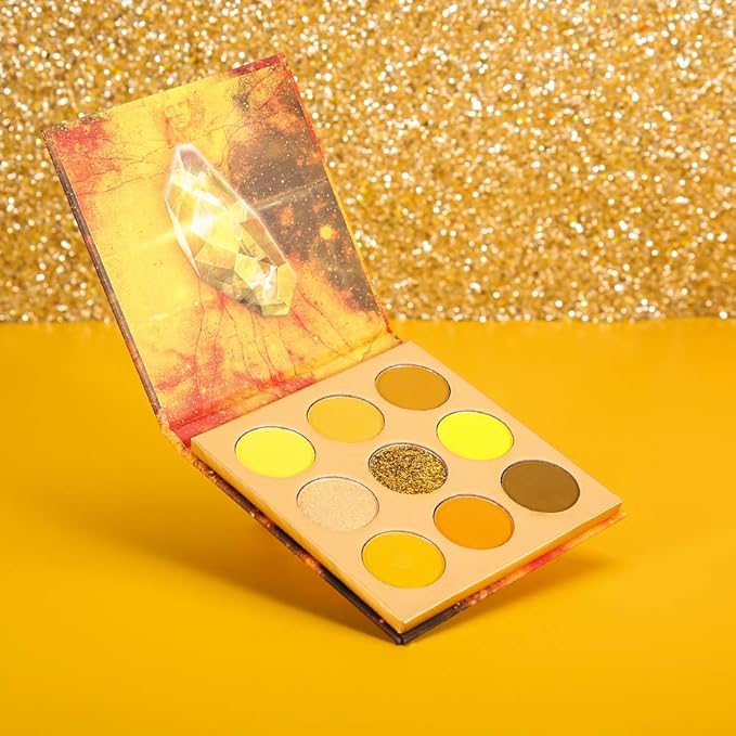 docolor Eyeshadow Palette 9Colors Yellow Eyeshadow Gemstone Shadow Palettes Highly Pigmented Mattes Shimmers Smokey Glitter Cream Colorful Powder Blendable Long Lasting Waterproof Makeup Palette