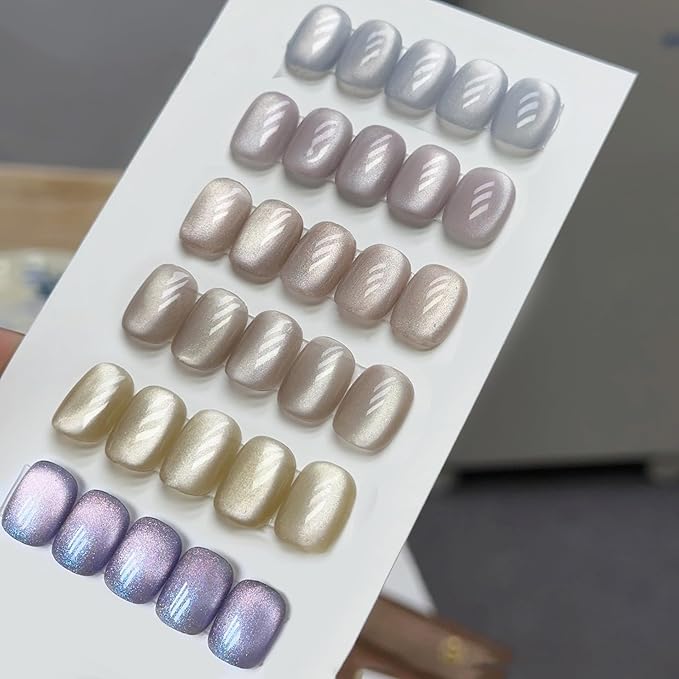 Born Pretty Magnetic Gel Nail Polish Set,Cat Magnetic Eye Gel Jelly Glass Crystal Magnetic Gel Polish Nail Art Manicure Kit 6PCS