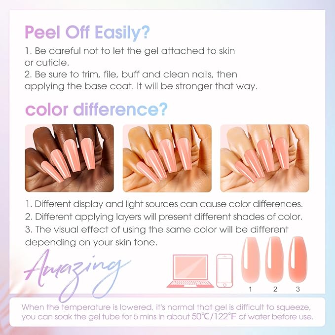 ROSALIND 38PCS Poly Nail Gel Kit with Mini Nail Lamp Glitter Brown Poly Extension Gels Kit Nude Pink Poly Gels Set