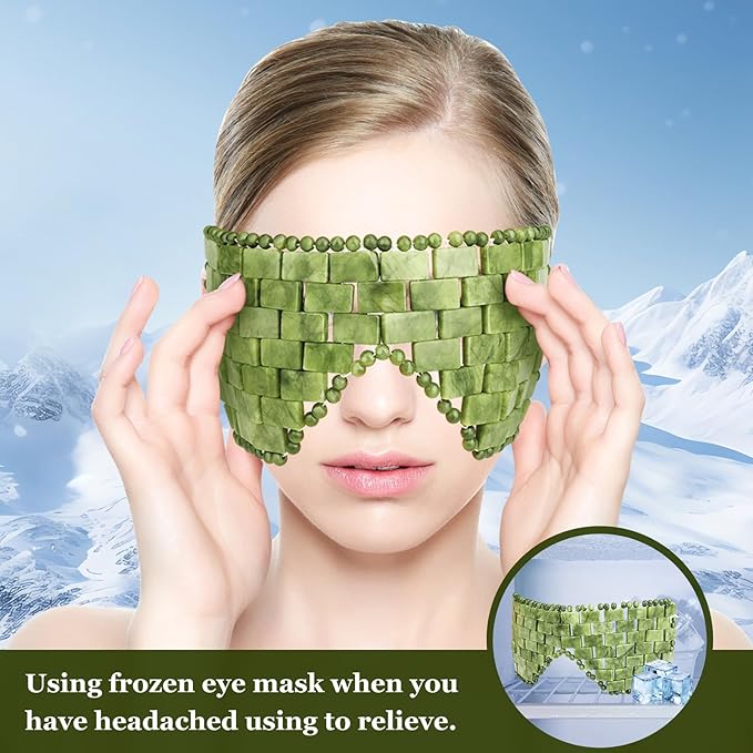 Jade Eye Mask Natural Green Jade Facial Maks for Relive Eliminate Puffiness