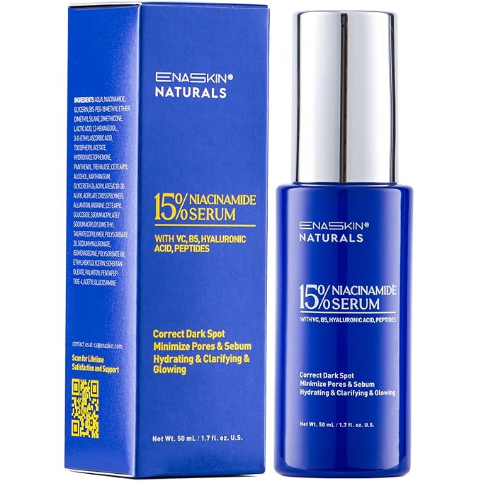 Niacinamide Serum 15% for Face – Dark Spot Corrector, Pore Minimizer, Oil & Blemish Control, Brightening & Hydrating with Vitamin C, B5, Peptides & Hyaluronic Acid – 1.7 Fl Oz
