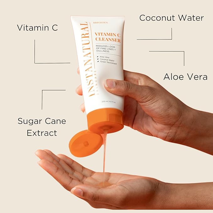 InstaNatural Vitamin C Cleanser and Moisturizer Kit, Brightens, Reduces the Look of Fine Lines and Uneven Texture, with Aloe Vera and Botanical Extracts