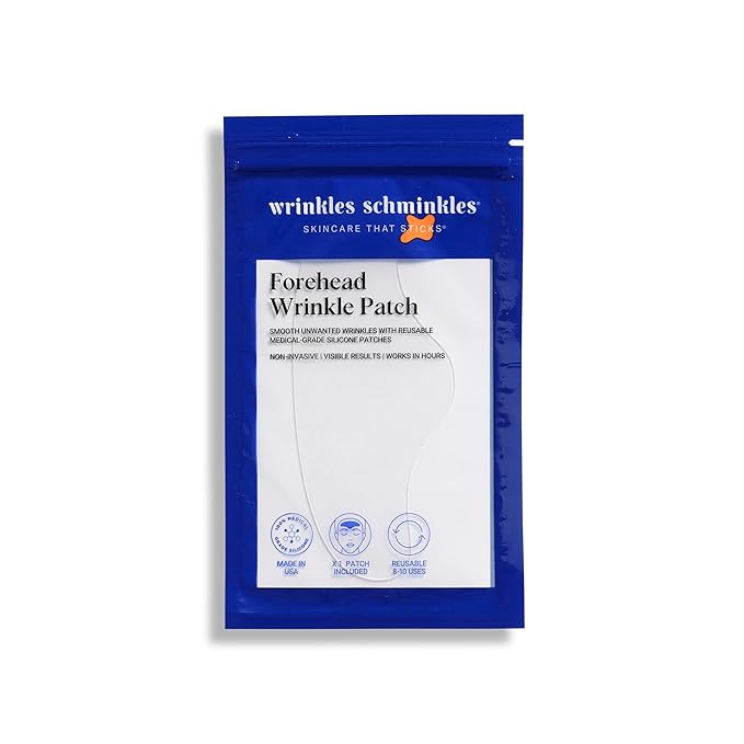 Wrinkles Schminkles Forehead Wrinkle Patches, 1-Pack, Reusable Hypoallergenic Silicone Smoothing Pads for Reducing Frown Lines & Face Lift Overnight