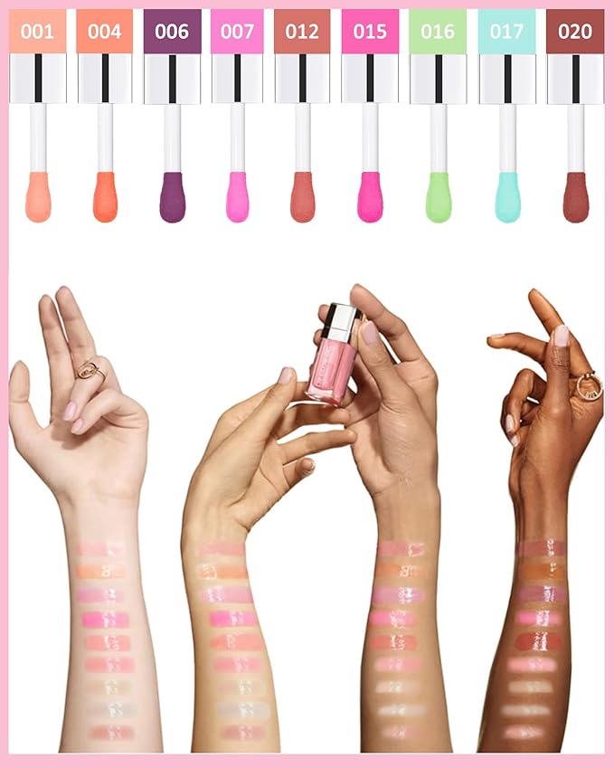 Lip Glow Oil, Mahogany, Lip Care Product with Hydrating Plumping Lip Gloss, Clear Tinted Lip Oil for Dry Lips, Nourishing Lip Gloss Oil, Christmas Makeup Gift for Women