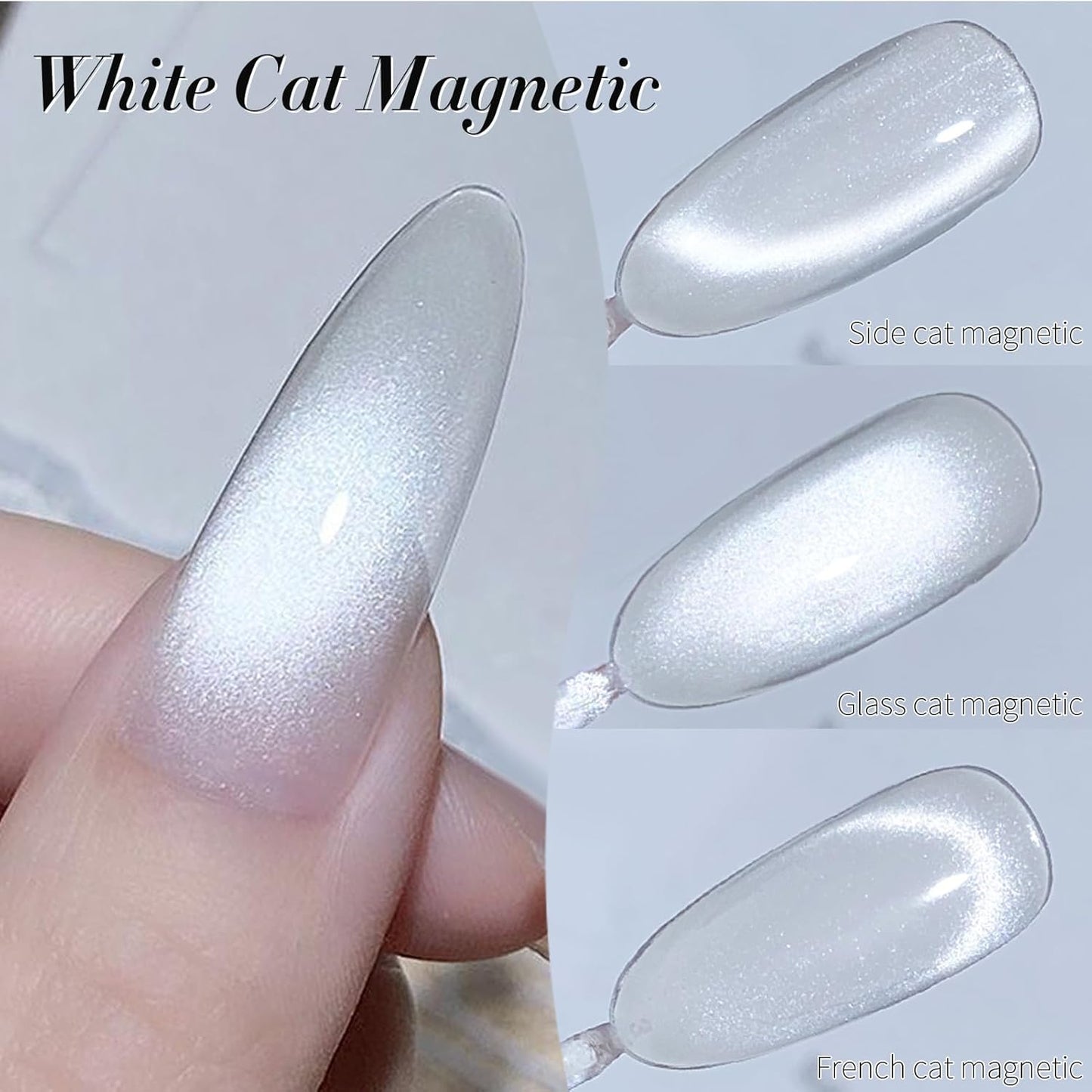 Born Pretty Magnetic Gel Nail Polish Flowing Light White Cat Magnetic Eye Gel Nail Polish White Auroras Cat Magnetic Eye Gel Polish Nail Art Vanish 15ML