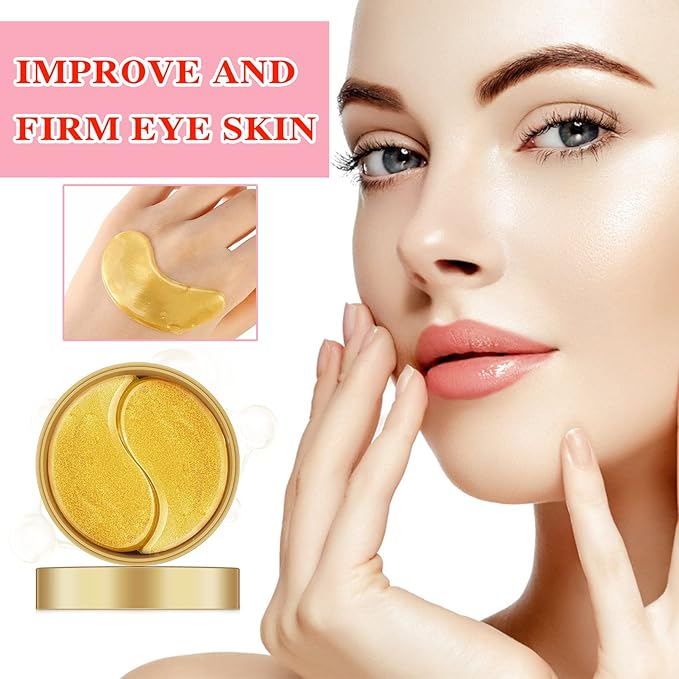 Eye Mask 60 pcs,Gold Collagen Under Eye Patches,Puffy Eyes and Dark Circles Treatments,Improve Reduce Under Eye Bags Smooth Wrinkles and Lighthen Fine Lines,Moisturizing,Improve and Firm eye Skin