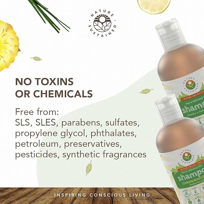 Natural Shampoo - Organic, Raw & Wildcrafted with Probiotics, Hypoallergenic Natural & Sulfate Free Shampoo for Sensitive Scalp, Dry Hair, Dandruff, Eczema & Psoriasis, 9oz, Original