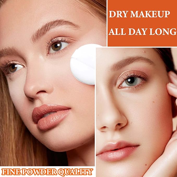 Oil Control Loose Face Powder,Translucent Setting Powder With a Powder Puff Long Lasting Makeup Covering Blemishes Brightens Skin Tone,Natural Matte Loose Powder for Women（2）