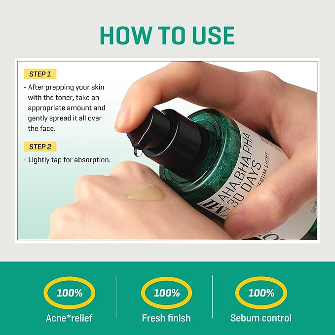 SOME BY MI AHA BHA PHA 30 Days Miracle Serum Light - 1.69oz, 50ml - Daliy Exfoliating Salicylic Acid Serum for Pore and Blackhead Care - Centella & Niacinamide for Skin Soothing - Korean Skin Care