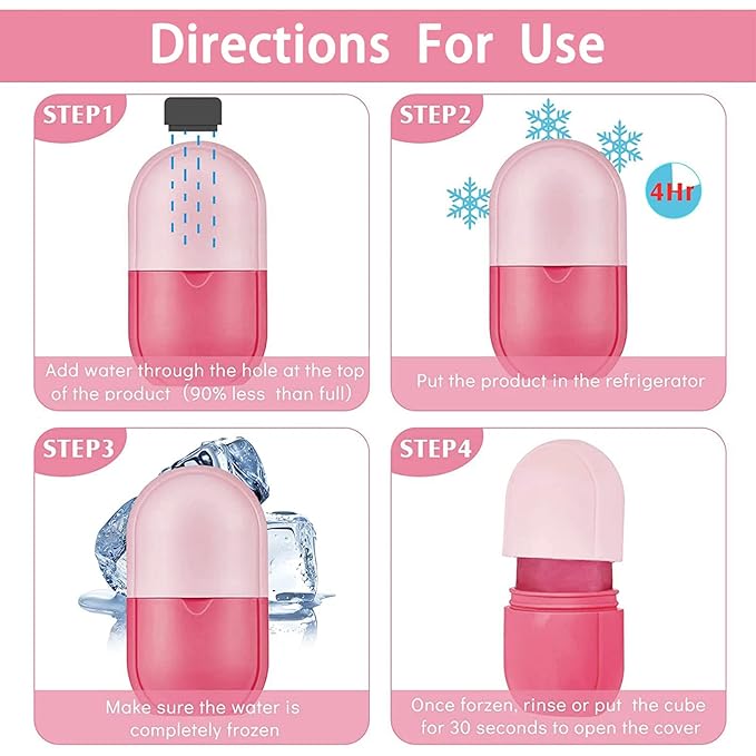Ice Roller for Face and Eye, Ice face roller,Gua Sha Facial Tools, Facial ice roller, Skin Care Tools,Ice mold for face…(Pink-face)
