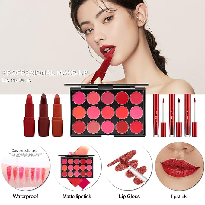 M All In One Full Makeup Kit,Multipurpose Women's Makeup Sets,Beginners and Professionals Alike,Easy to Carry (Black)