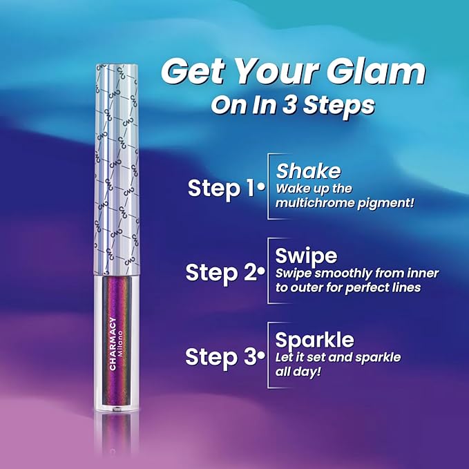 CHARMACY Chameleon Eyeliner Liquid Liner, Glitter liquid eyeliner waterproof, Metallic Intense Color Shifting Colorful Eyeliner, Long wearing,Ultra-Fine Tip Smudge-proof,YELLOW GREEN INDIGO 906