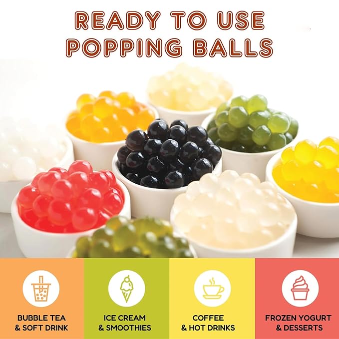 Fanale Popping Boba Pearls for Bubble Tea - 2 lb (1 lb X 2) | Strawberry | Bursting Boba Pearls Bubble 450g X 2 | Fruit Juice Flavor for Shakes, Dessert, Smoothie | FPB001-SP450 X 2